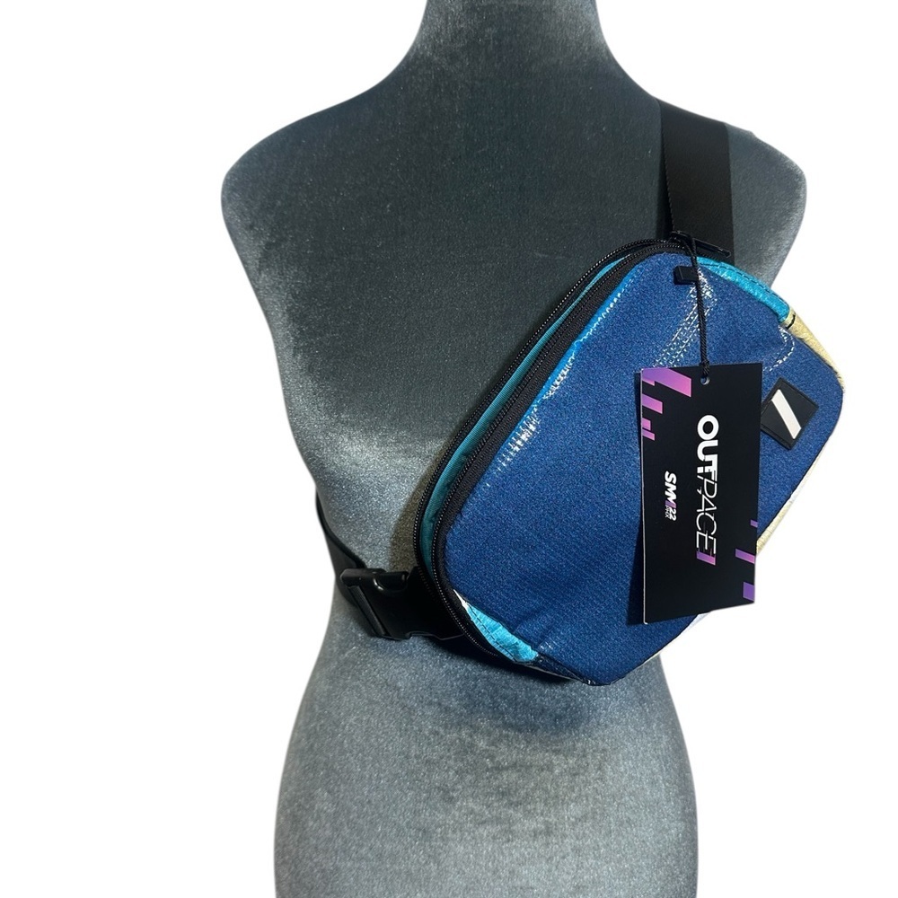 Blue and Black Belt Bag with Modern Design